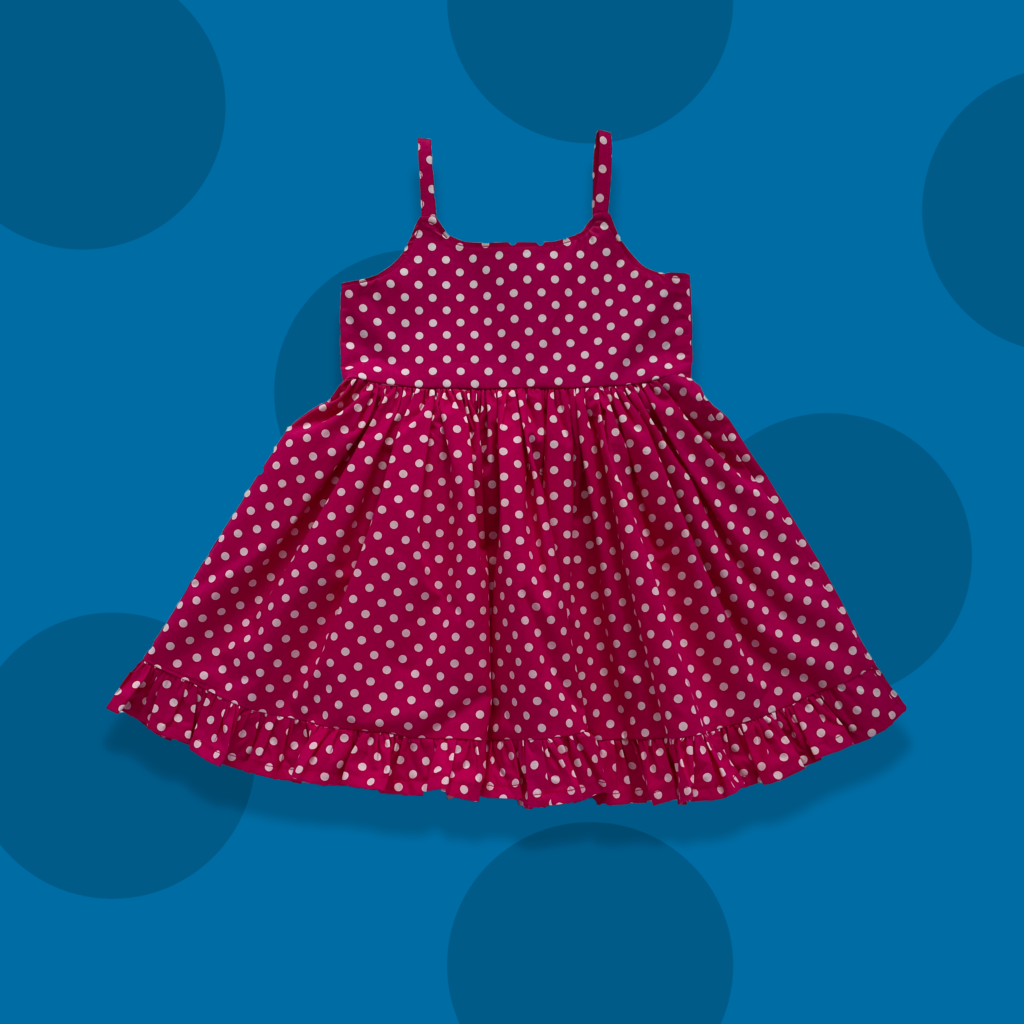 Pink and white polka dot summer dress